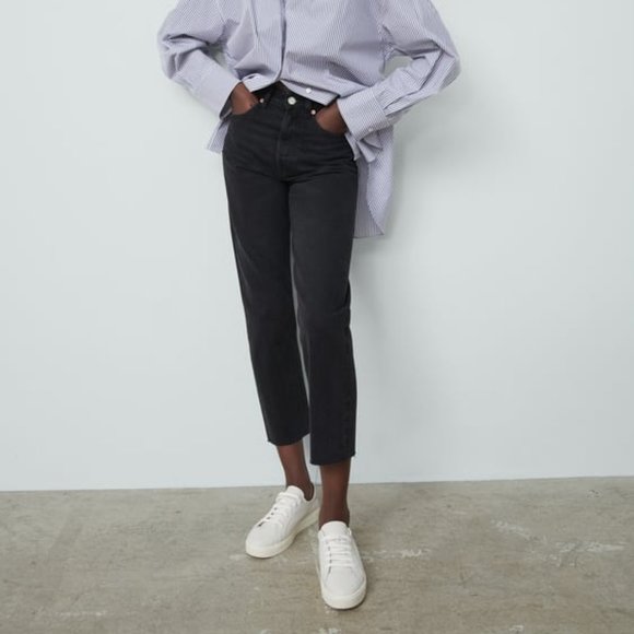 ZARA Black Hi-Rise Straight Leg Jeans (Size 6 US/38 EUR) - Picture 1 of 9